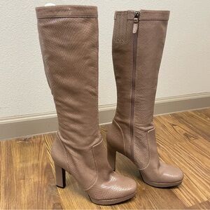 Via Spiga Leather Knee High Heeled Boots Tan Size 9